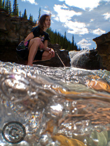 Canon G10, Camping in Alberta, Canada.  Waterfall, and mo... by Stephen Holinski 